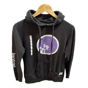 TENTREE Size Small Black and Purple Women's Graphic Logo Hoodie Kangaroo Pocket